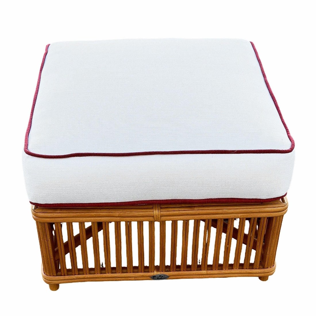 Art Deco Presidents Stick Reed Rattan Nantucket Lounge Armchair & Ottoman Set - 5