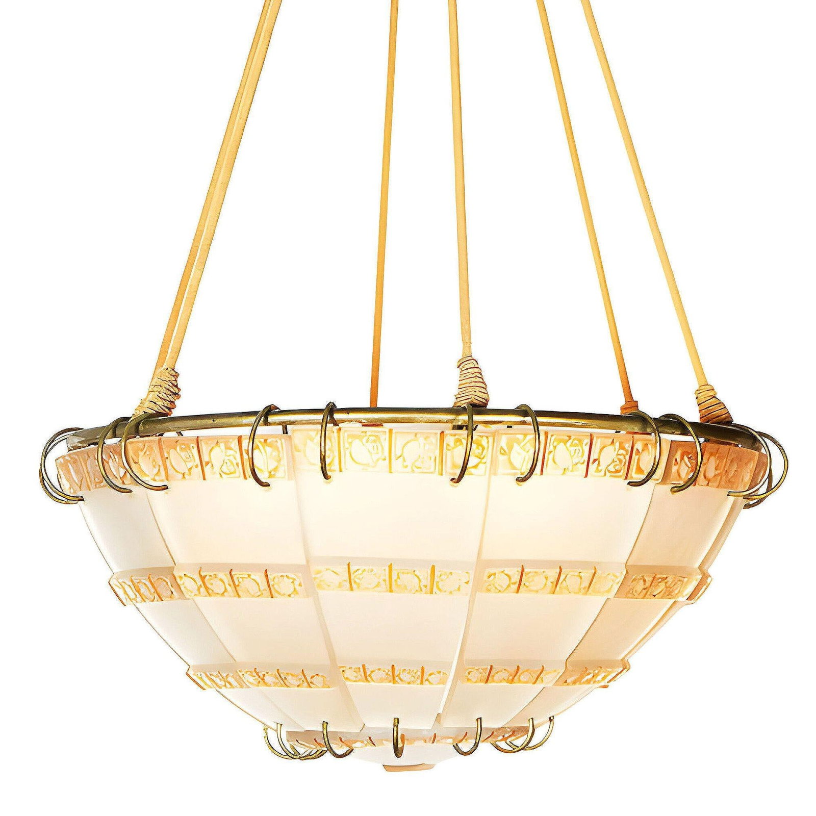 Art Deco "Bande de Roses" Frosted Art Glass Chandelier by Rene Lalique - 14