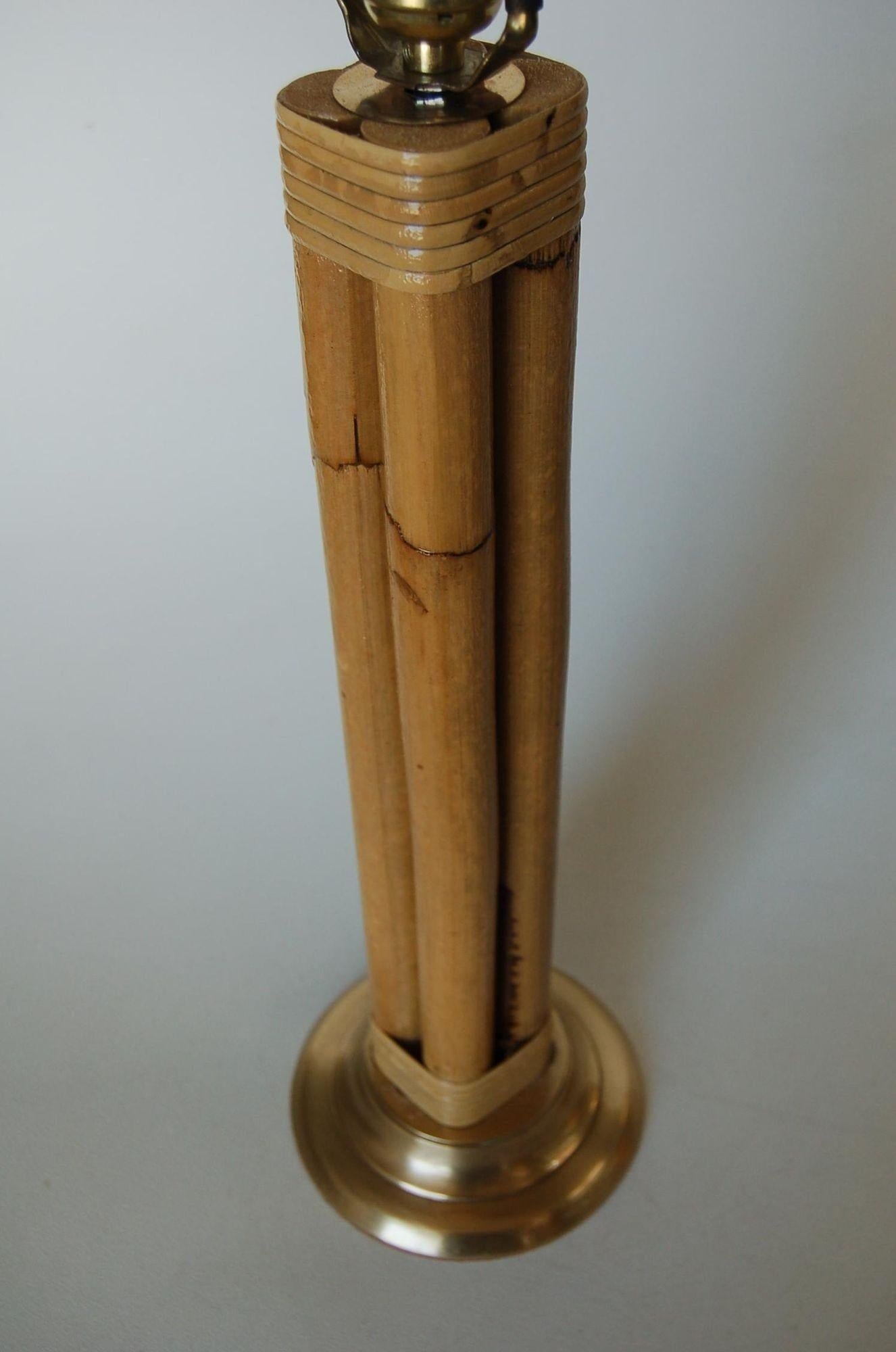 Restored Four Strand Rattan Table Lamp with Fancy Wrapping and Brass Base - 10