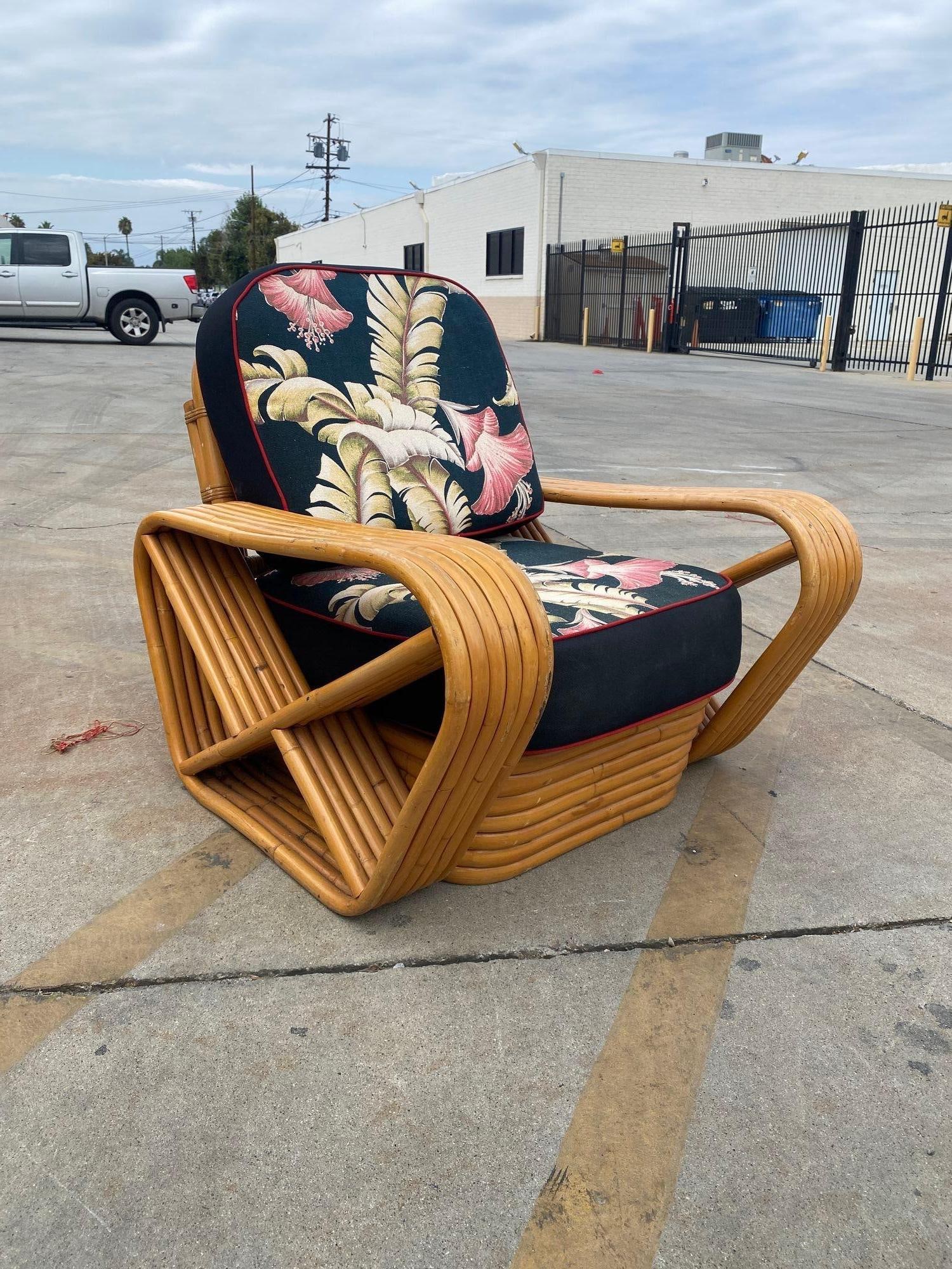 Restored MCM Frankl Style Six-strand Rattan Sofa, Table, Chair Livingroom Set - 14