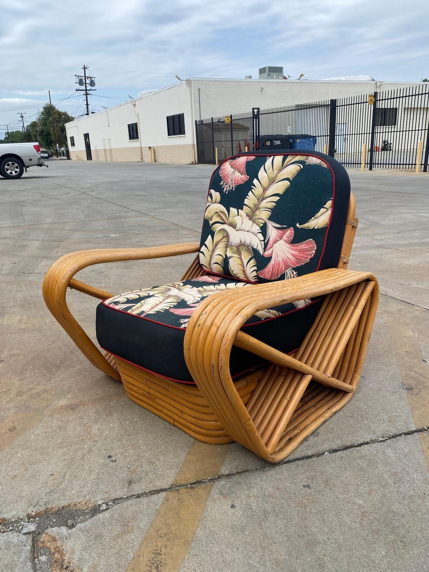 Restored MCM Frankl Style Six-strand Rattan Sofa, Table, Chair Livingroom Set - 2