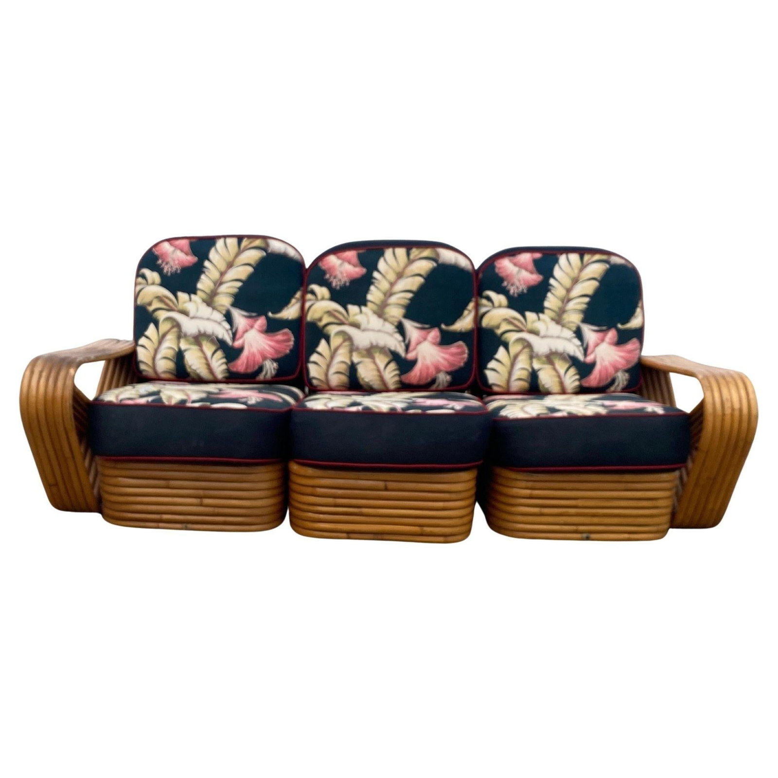 Restored MCM Frankl Style Six-strand Rattan Sofa, Table, Chair Livingroom Set - 8