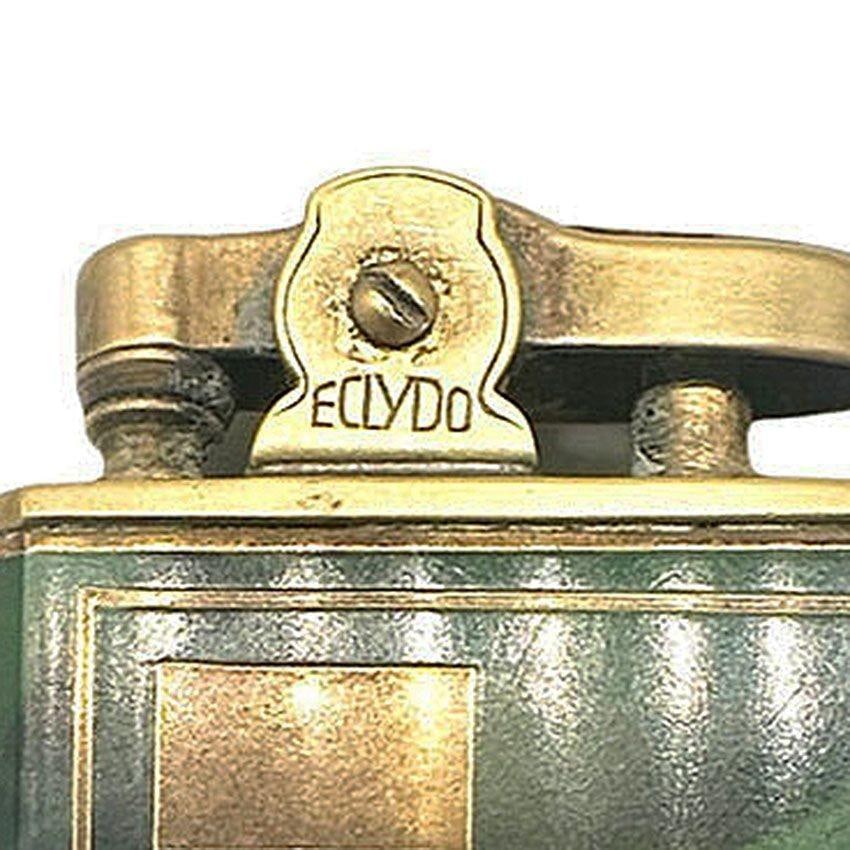 Mid Century German Green Marble German Brass Lighter w/ Watch by Eclydo - 13