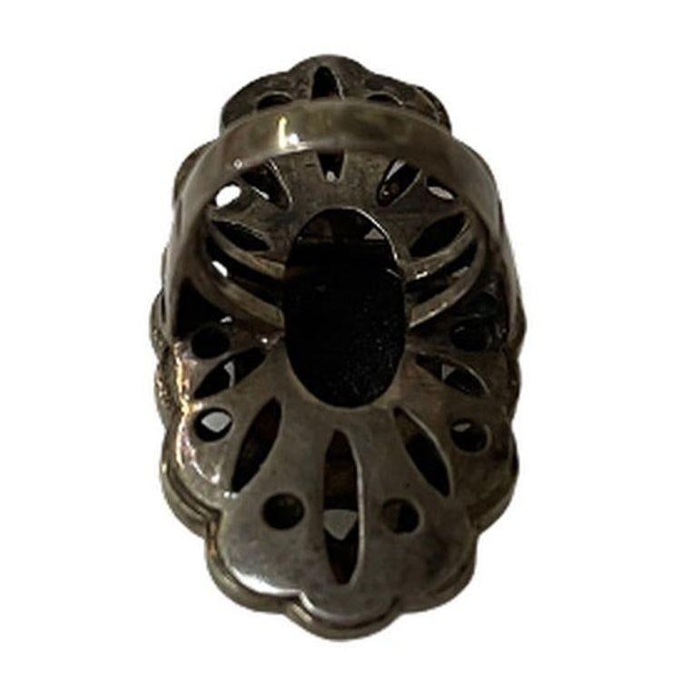 Ornate Sterling Silver and Marcasite Ring - 13