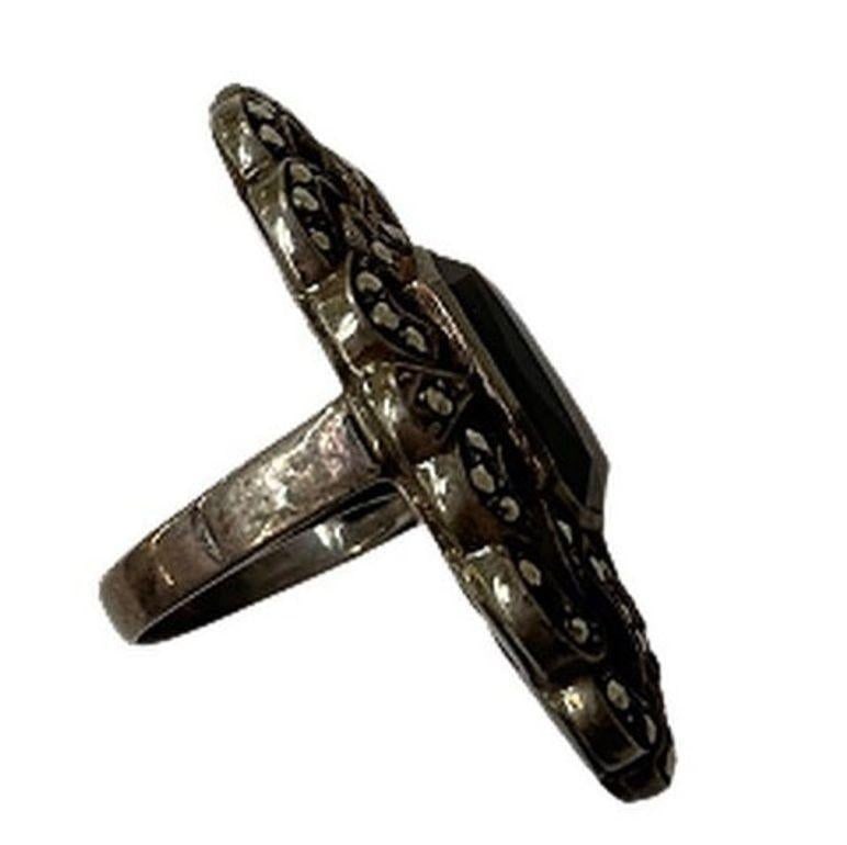 Ornate Sterling Silver and Marcasite Ring - 15