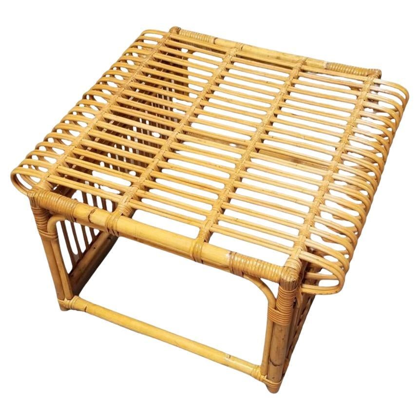 Restotrf Skeleton Italian Pencil Reed Rattan Ottoman, style of Frank Albini (1 of 18)