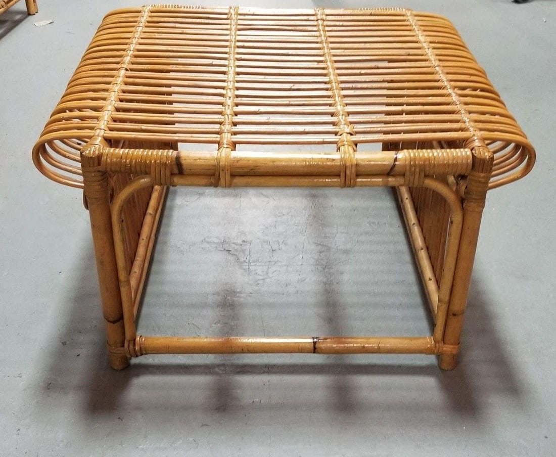 Restotrf Skeleton Italian Pencil Reed Rattan Ottoman, style of Frank Albini - 4