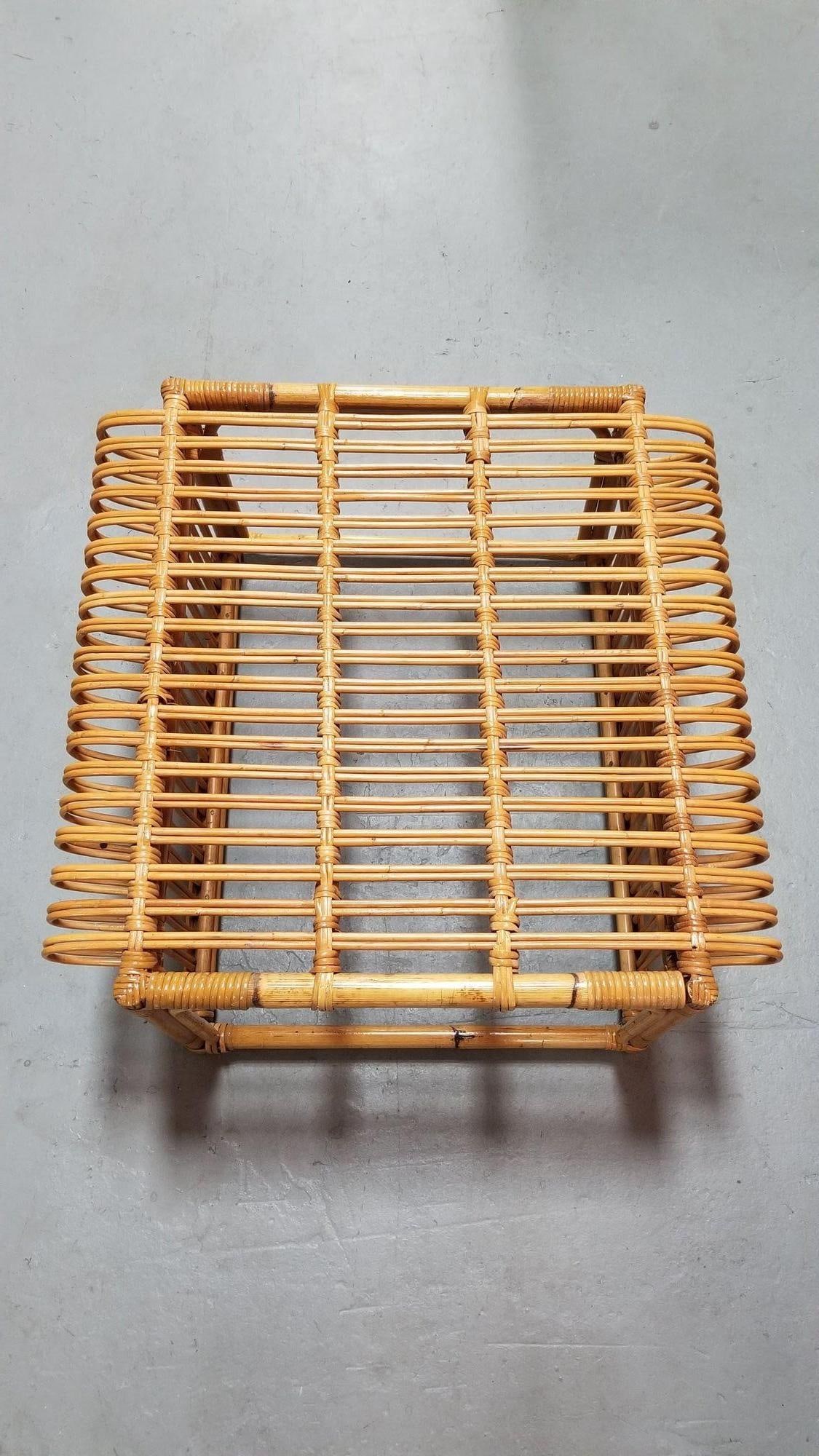 Restotrf Skeleton Italian Pencil Reed Rattan Ottoman, style of Frank Albini - 5