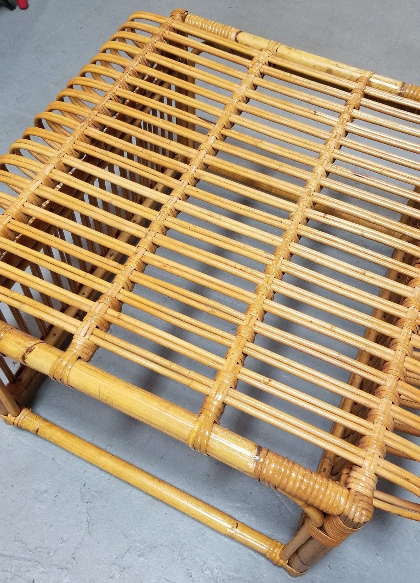 Restotrf Skeleton Italian Pencil Reed Rattan Ottoman, style of Frank Albini - 8