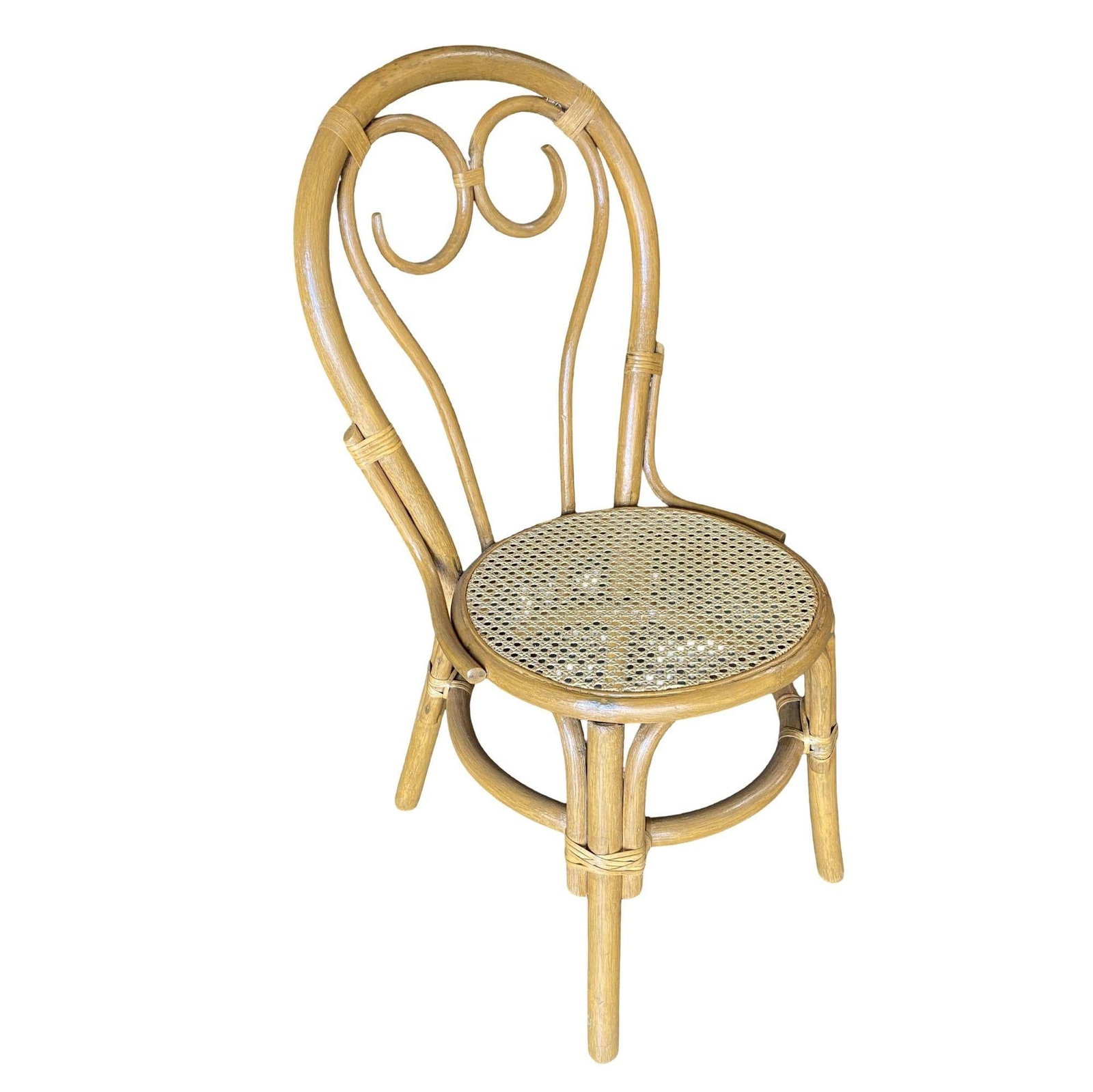 Restored Rattan Dining Chairs with Scrolling Back, Set of 4 - 15