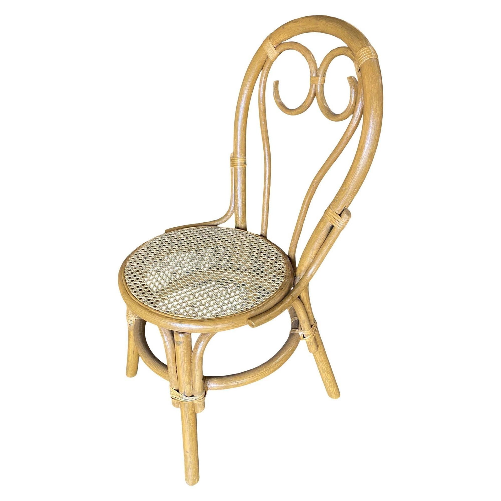 Restored Rattan Dining Chairs with Scrolling Back, Set of 4 - 16