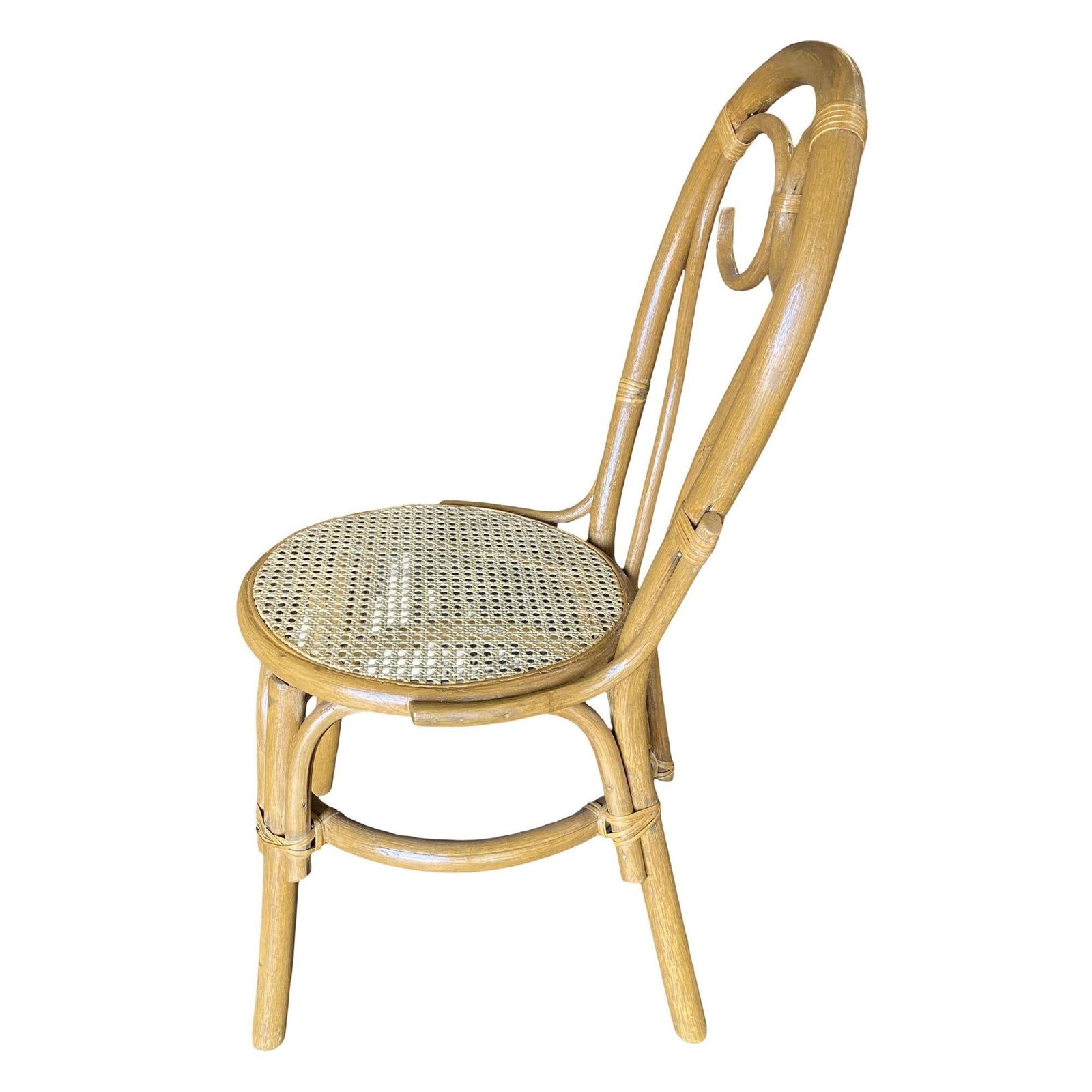 Restored Rattan Dining Chairs with Scrolling Back, Set of 4 - 3