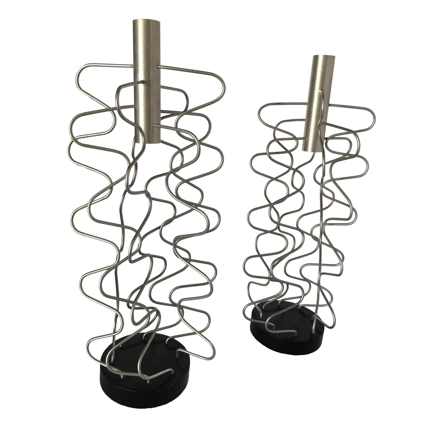Custom Made Wire Art Candlestick Holder, Pair - 8