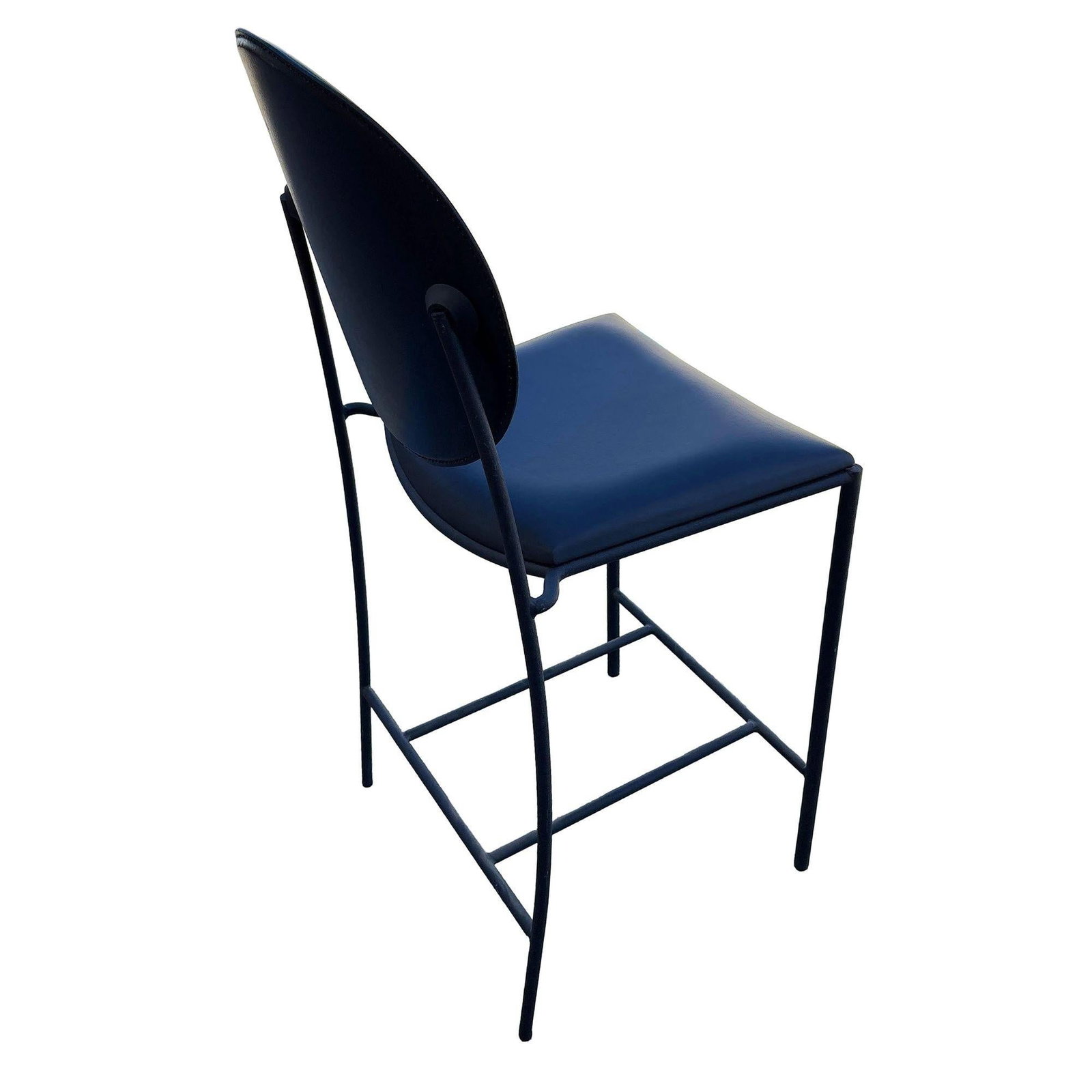 1990s Dakota Jackson Memphis style "Vik-Ter" Black Leather Barstool - 10