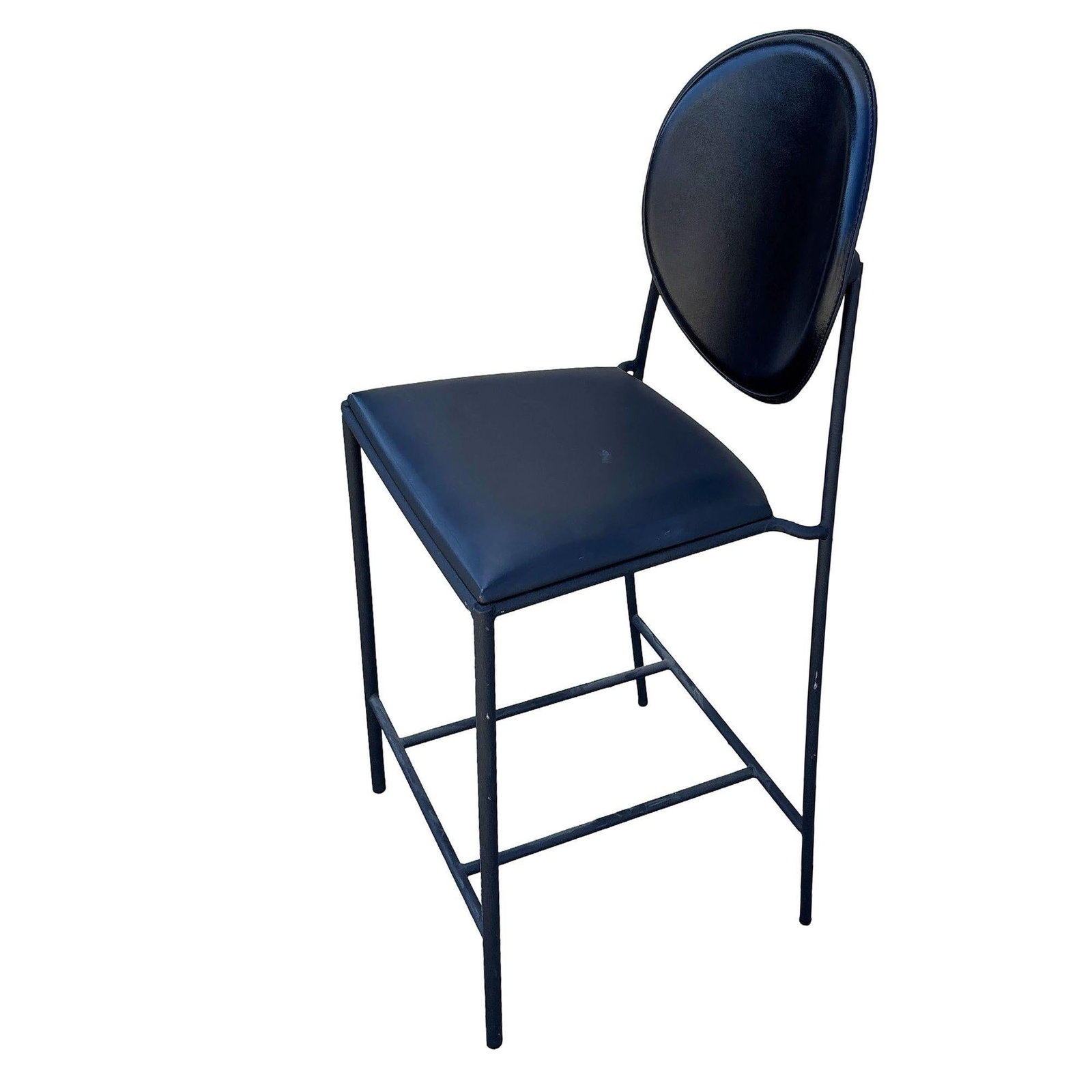 1990s Dakota Jackson Memphis style "Vik-Ter" Black Leather Barstool - 17