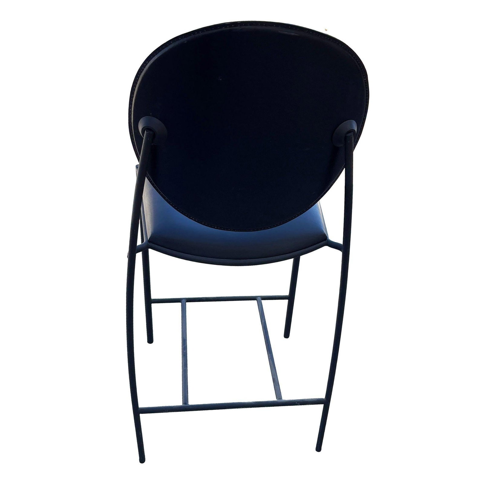 1990s Dakota Jackson Memphis style "Vik-Ter" Black Leather Barstool - 19
