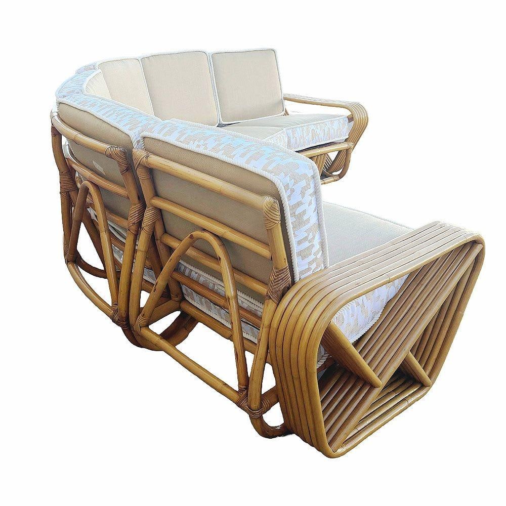 Restored 6-Strand Square Pretzel Rattan Corner Sectional Sofa - 20