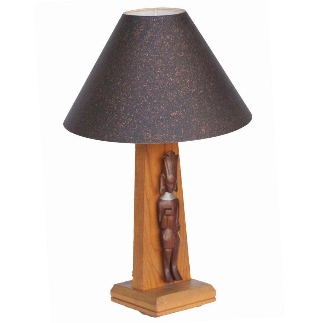 Mid-Century Table Lamps w/ African Hand Carved Kenyan Carvings Sculpture, Pair - 8
