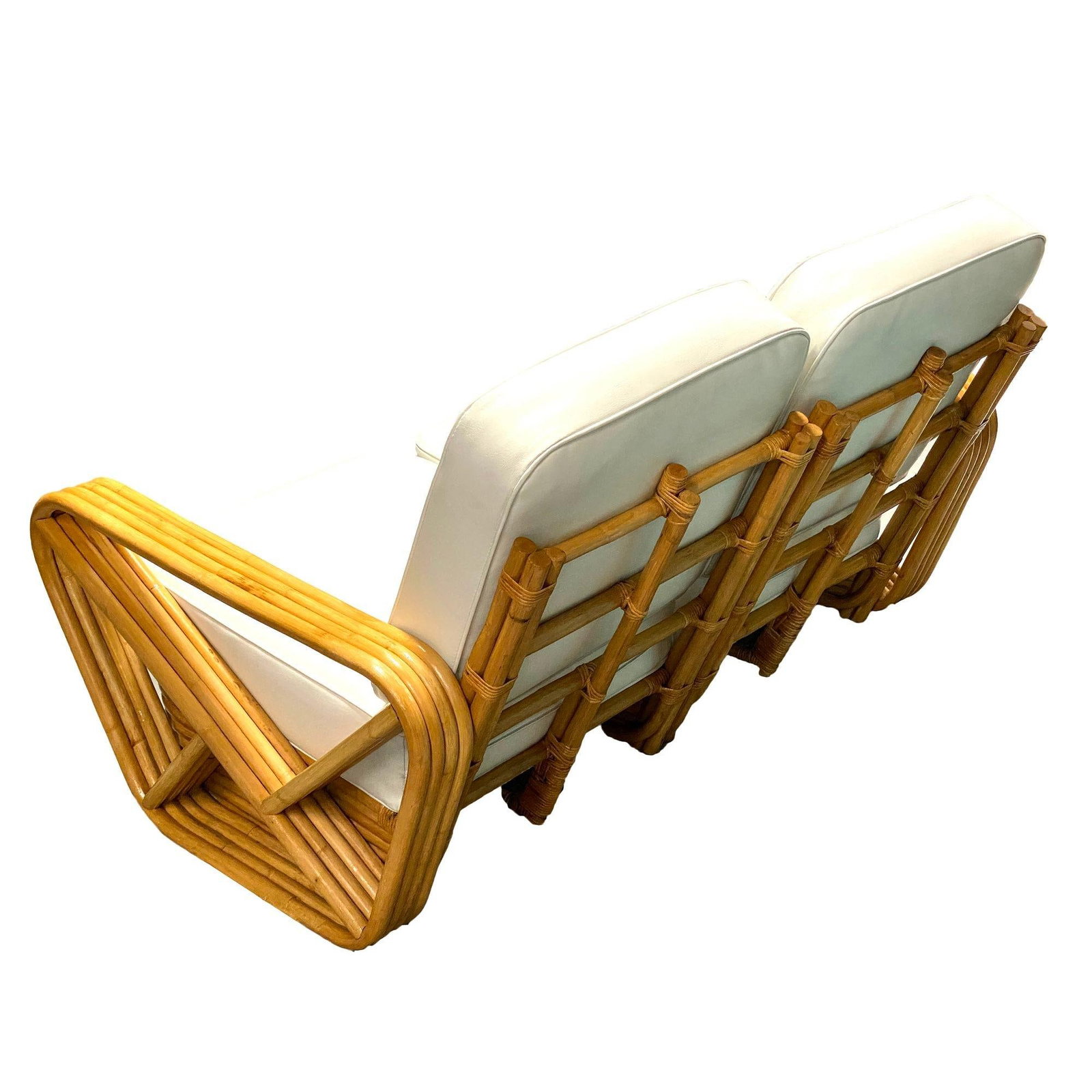 Restored Frankl Style Four-Strand Square Pretzel Rattan Sectional Settee - 10