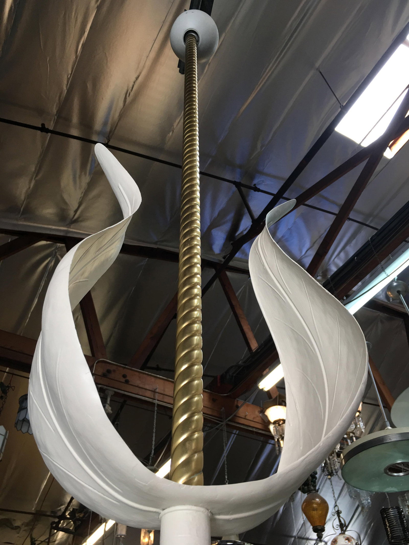 Art Deco Grand Hollywood Theater Palm Leaf Ceiling Pendant - 17