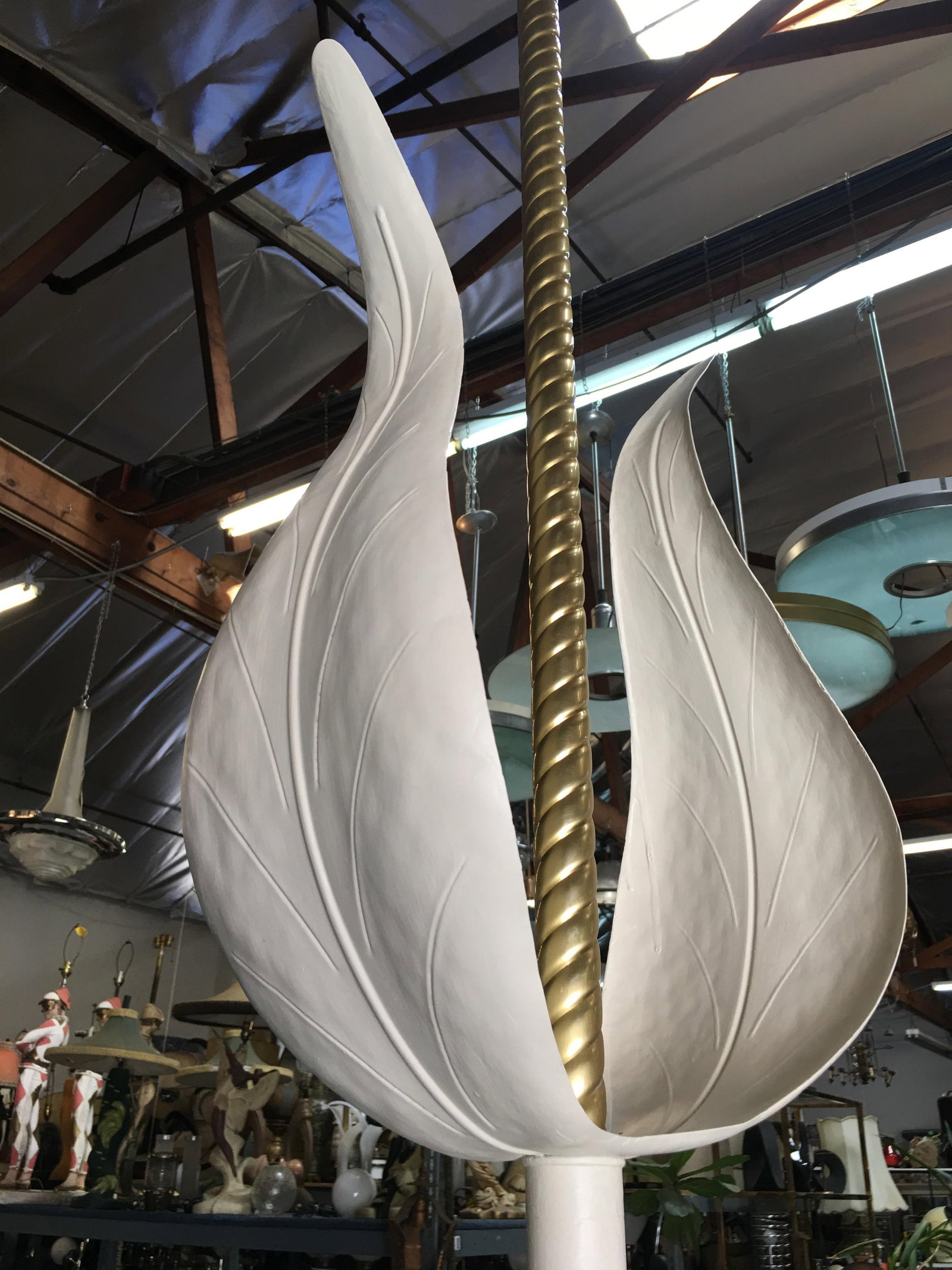 Art Deco Grand Hollywood Theater Palm Leaf Ceiling Pendant - 18