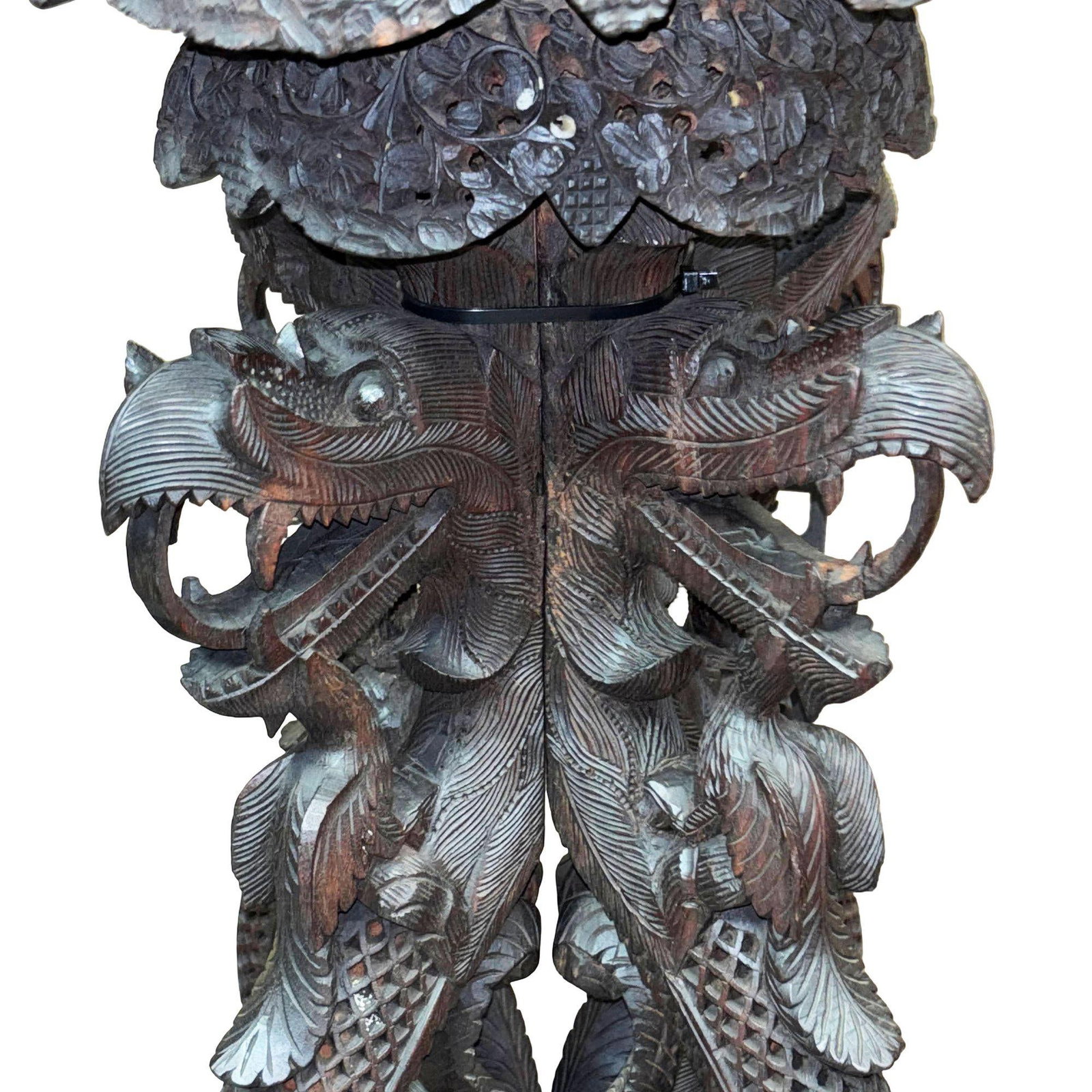 Anglo Indian Bombay Carved Serpent Wooden Blackwood Plant Stand - 13