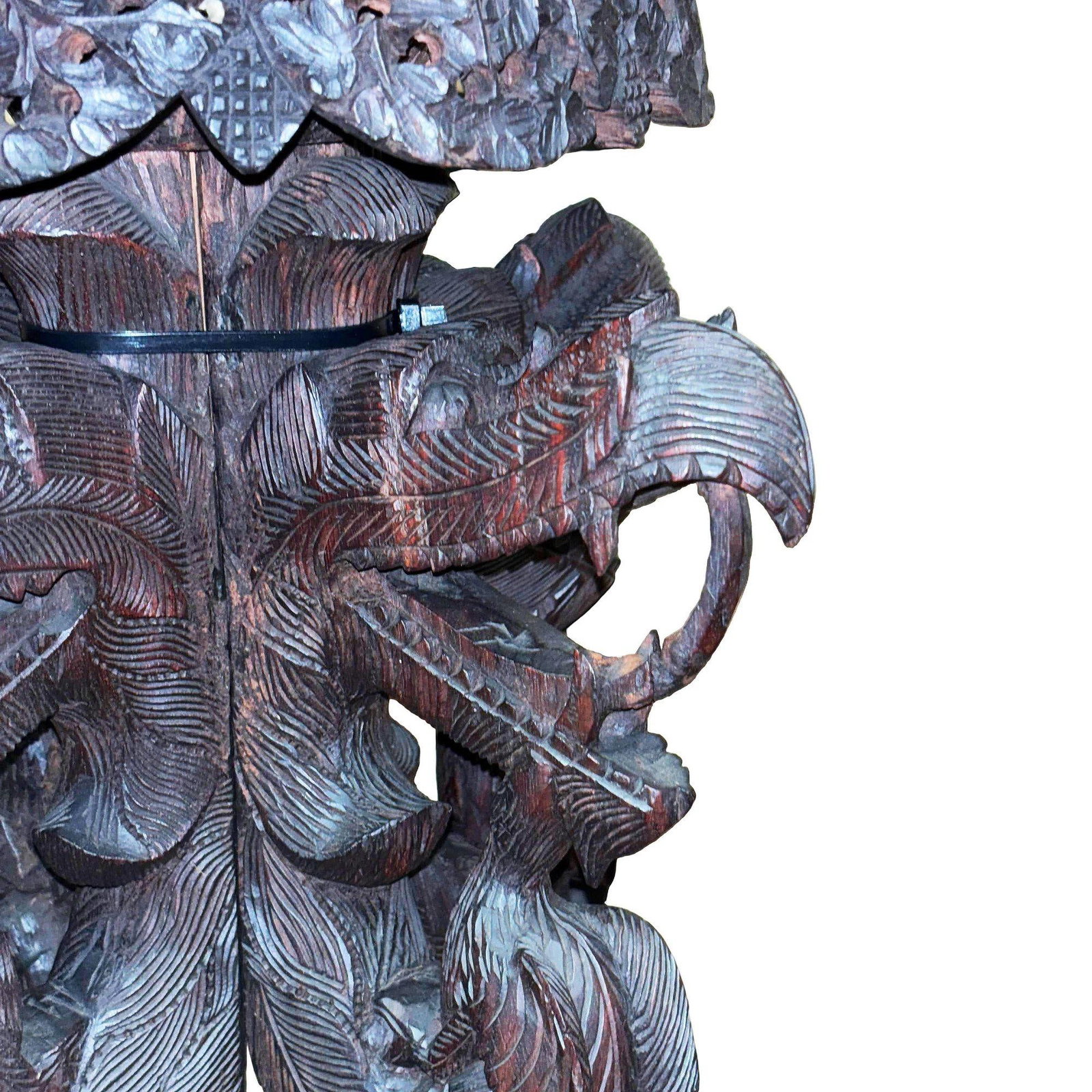 Anglo Indian Bombay Carved Serpent Wooden Blackwood Plant Stand - 14
