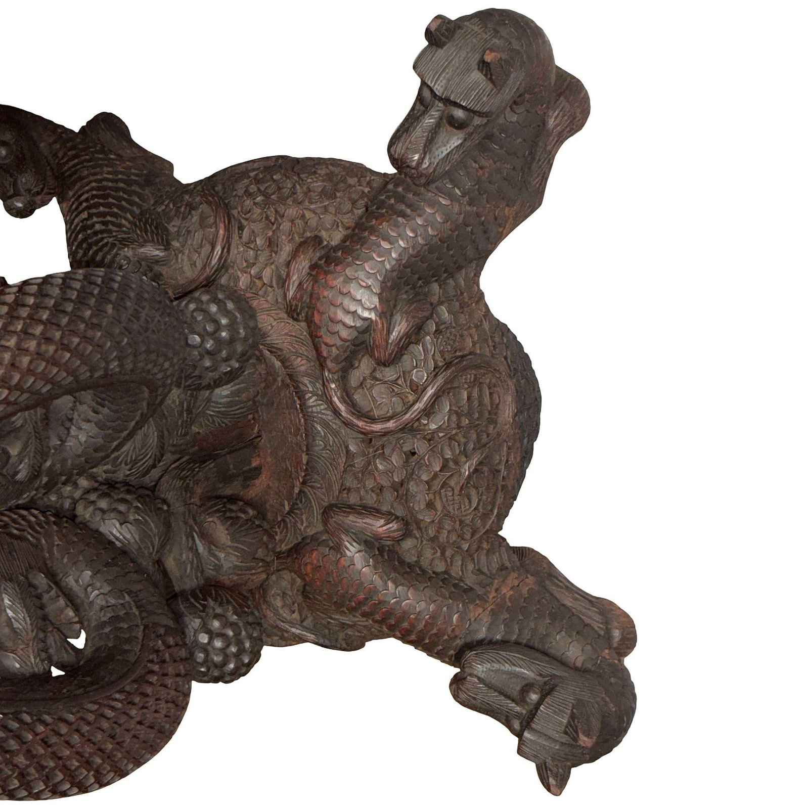 Anglo Indian Bombay Carved Serpent Wooden Blackwood Plant Stand - 17