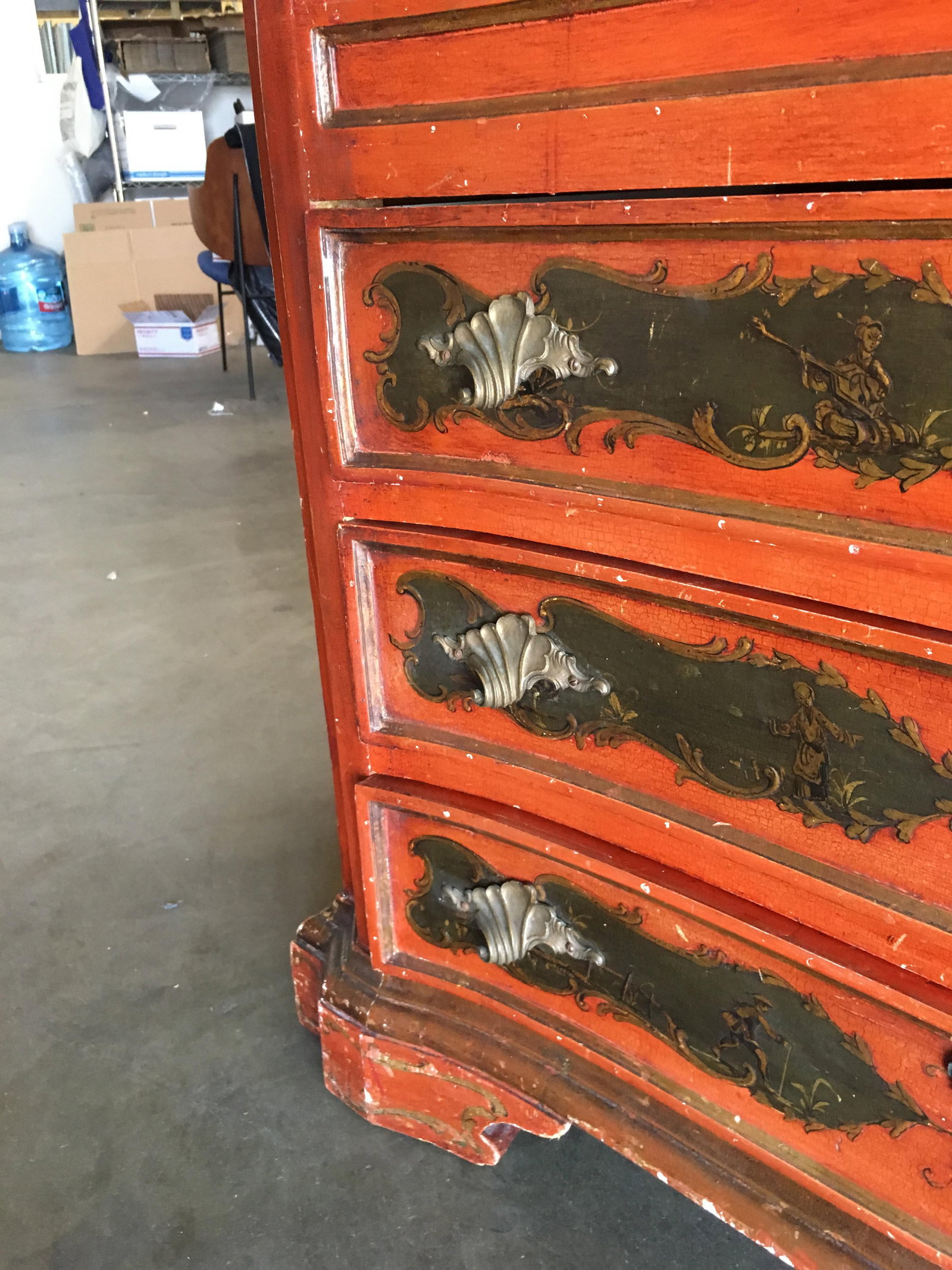 Hollywood Regency Secretary Desk Secretaire Bookcase w/ Chinese Motif - 12