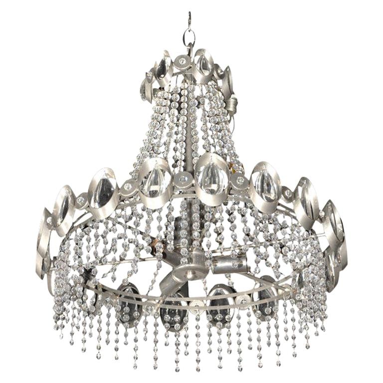 Rare 1960's Gaetano Sciolari Chrome and Beaded Crystal Chandelier - 2