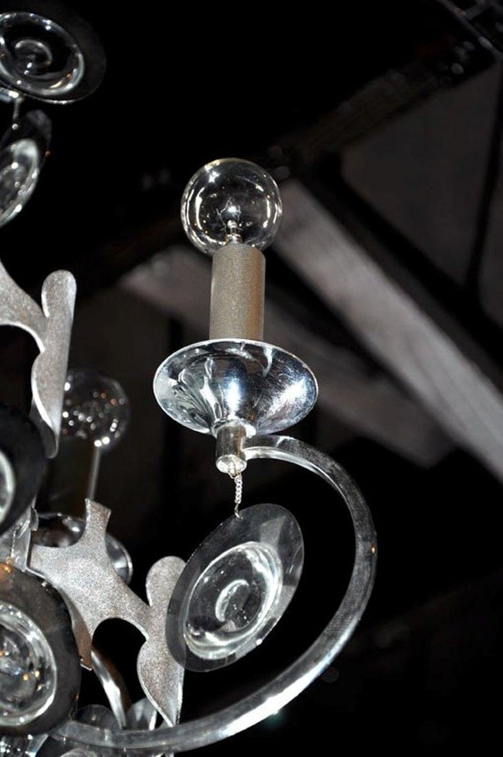 Rare 1960's Gaetano Sciolari Chrome and Beaded Crystal Chandelier - 5