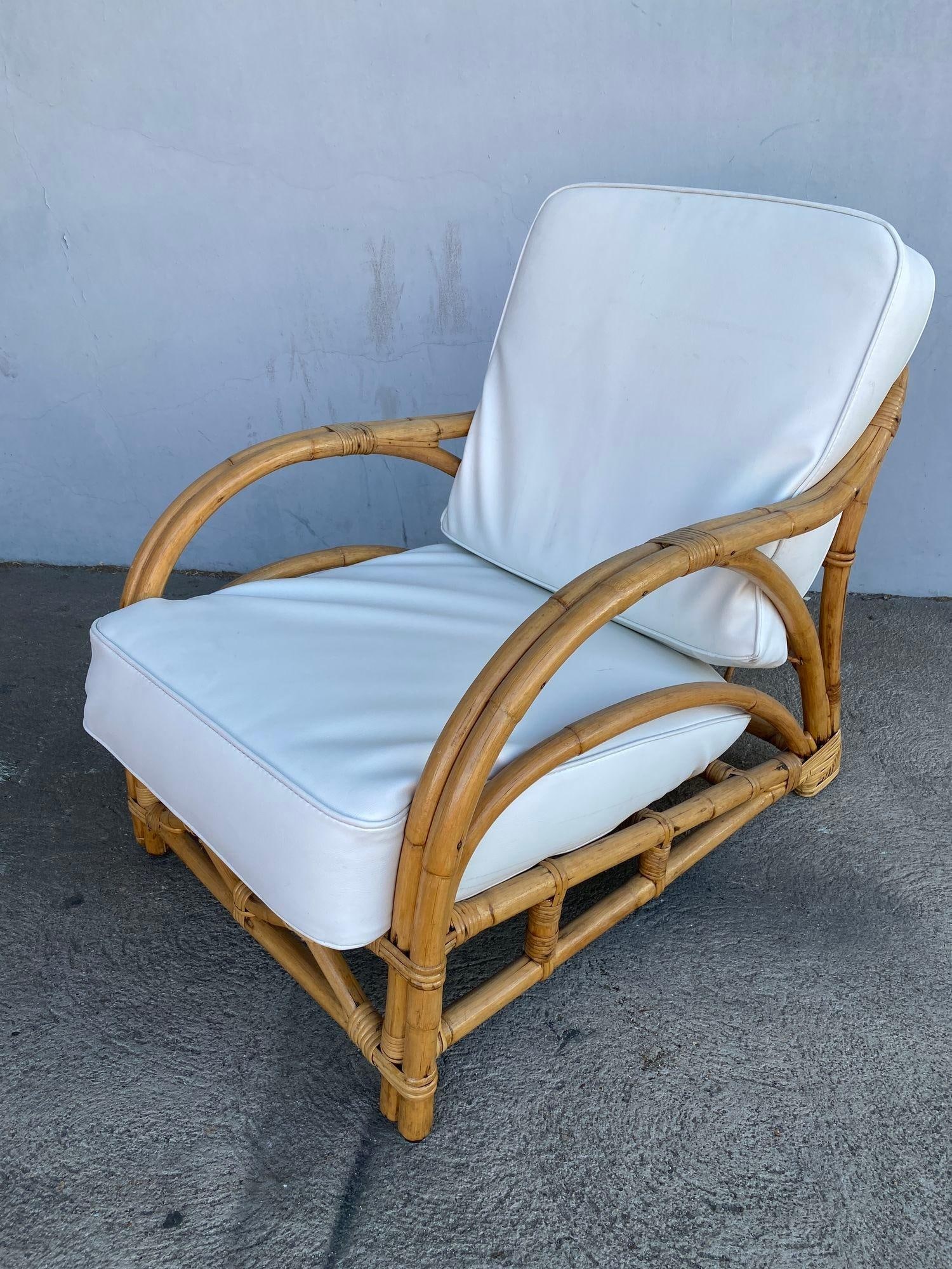 Rare Restored "1940s Transition" Rattan Sofa and Lounge Chair Living Room Set - 2