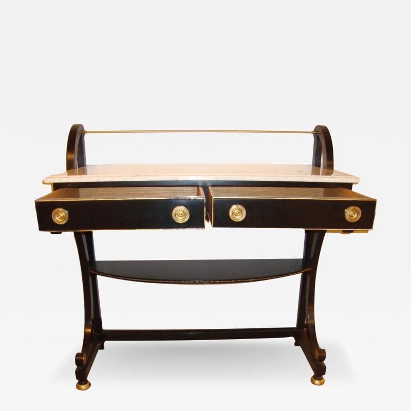 Ebonized Marble-Top Server or Sofa Table Attributed to Jansen (1 of 9)