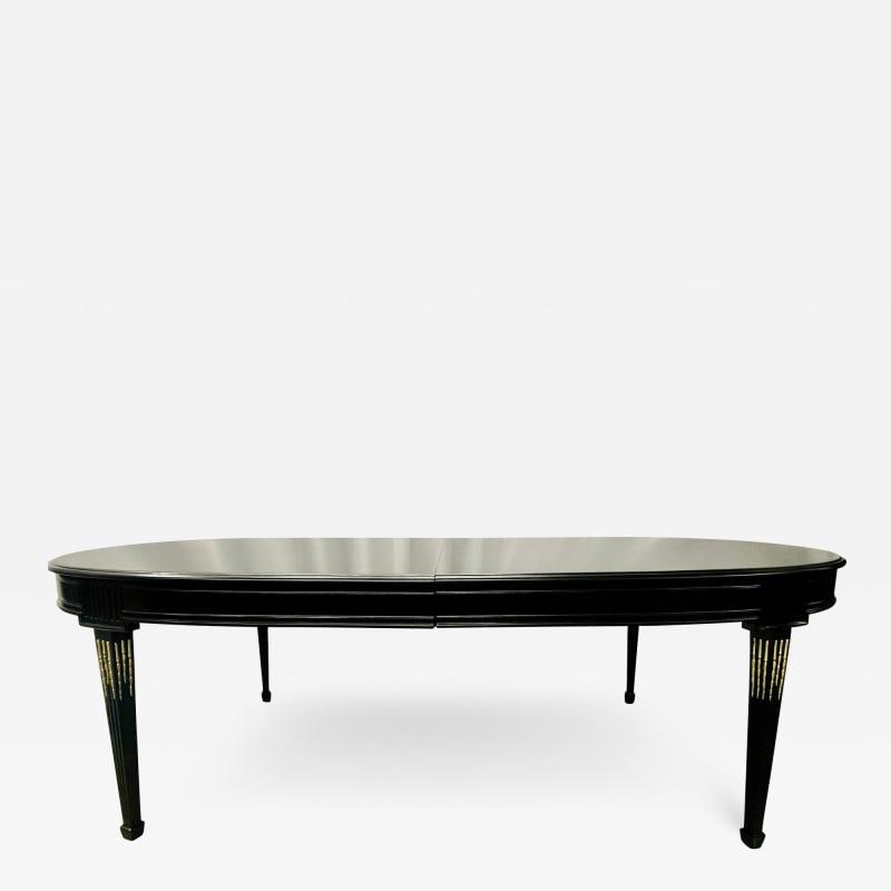 Maison Jansen Louis XVI Dining Table, Conference, Ebony, Bronze, French 1930s (1 of 12)