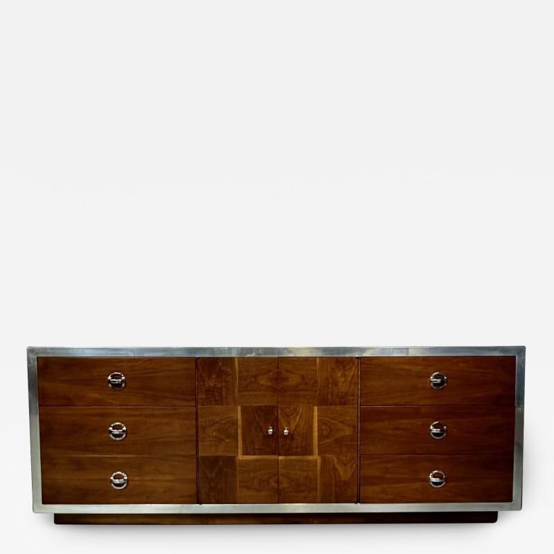 Mid-Century Modern Milo Baughman Sideboard / Dresser, Burlwood, Chrome (1 of 12)