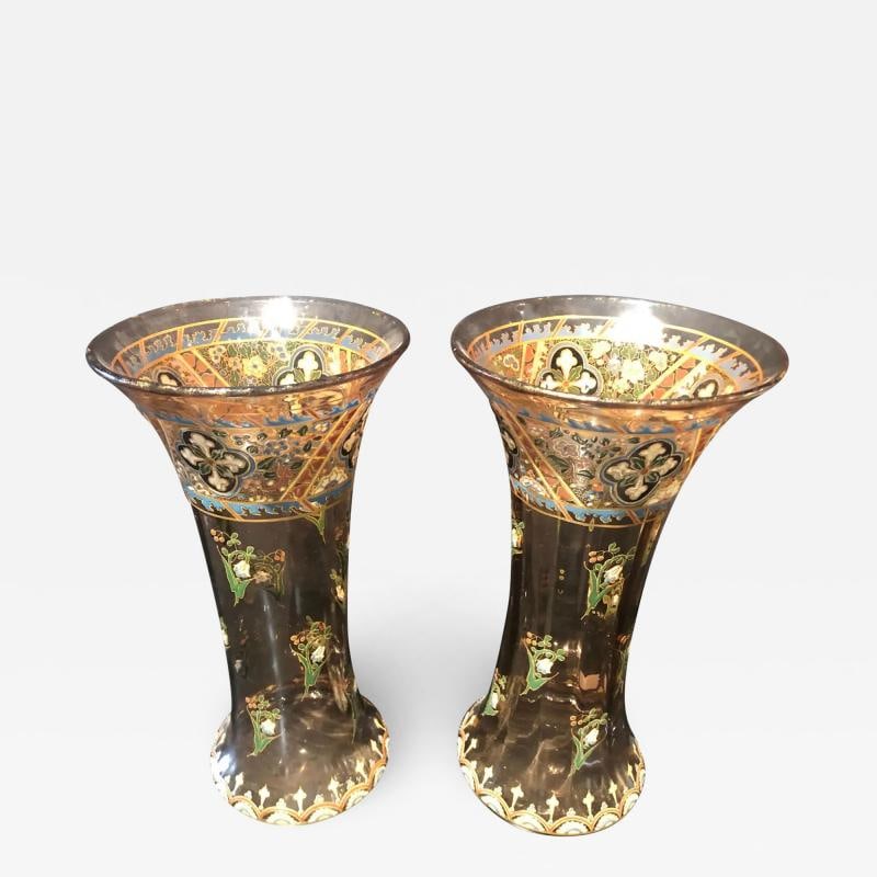 Pair of Antique Palatial French Jeweled Vases or Urns Emile Galle Style (1 of 12)