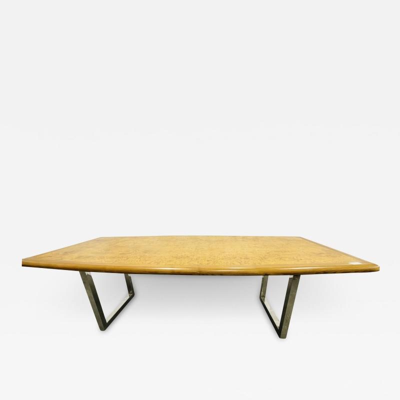 Mid-Century Modern Dining / Conference Table, Burl Wood, Chrome, American, 1960s (1 of 12)
