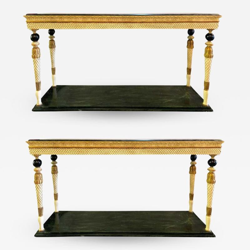 Pair of Neoclassical Style Marble Top Consoles Attributed to Maison Jansen (1 of 12)