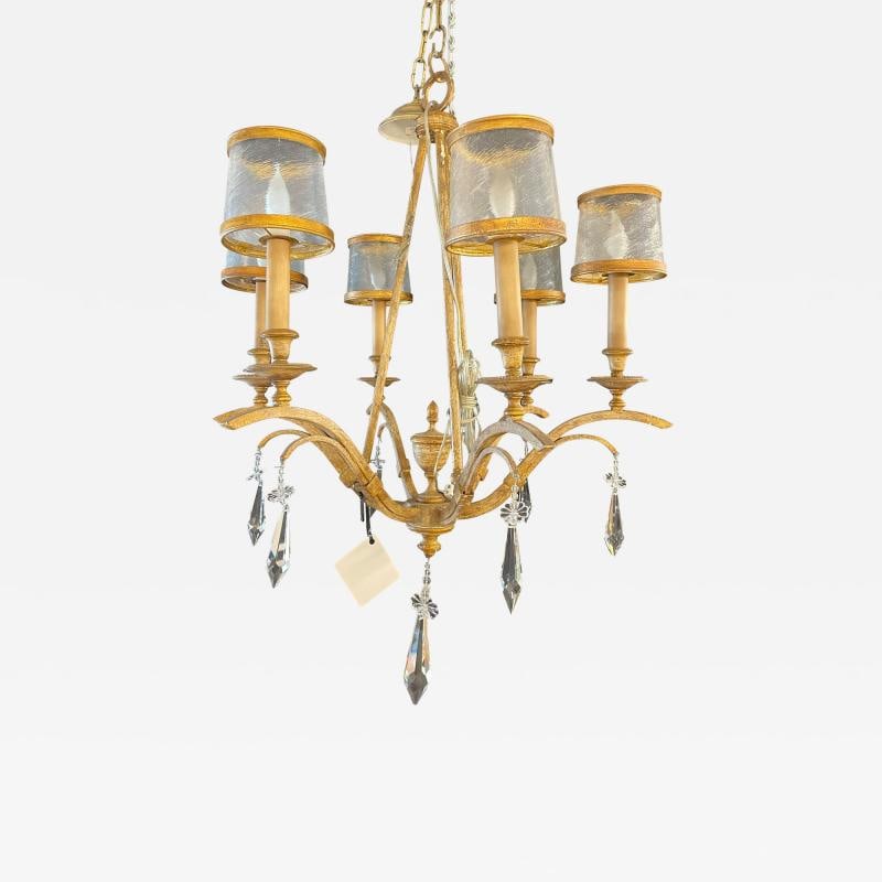 Italian Gilt Metal and Crystal Chandelier with Glass Shades (1 of 12)