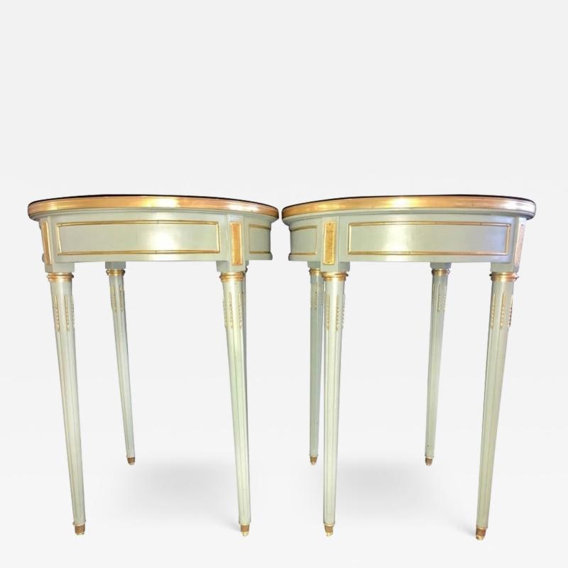 Pair of Paint Decorated Jansen Style Louis XVI End, Side or Bouilliotte Tables (1 of 12)