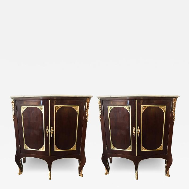 Pair of Jansen Style Double Door Marble-Top Bedside Cabinets or End Tables (1 of 10)