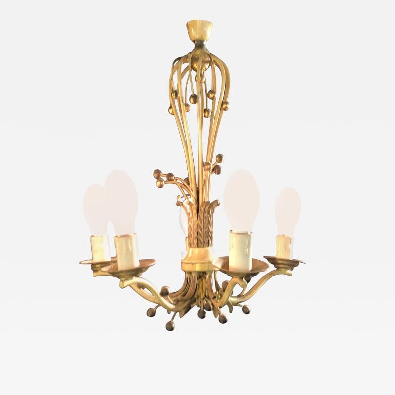 Hollywood Regency Balloon Shaped Chandelier, Metal Paint Decorated with 5 Arms (1 of 10)
