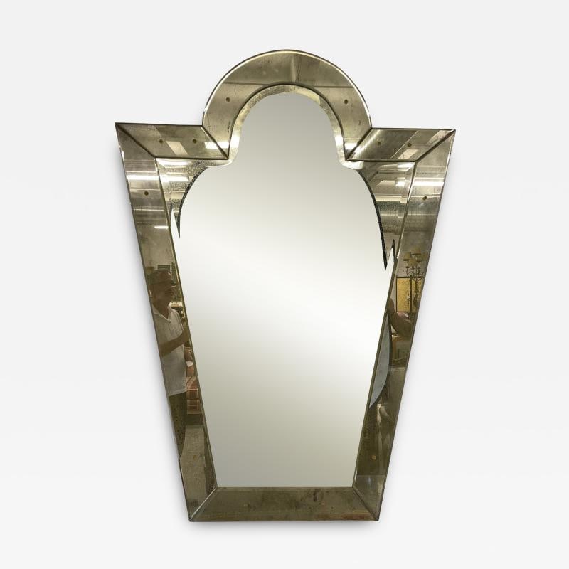 Venetian 'Key Hole' Shaped Beveled Glass Mirror, Hollywood Regency Style (1 of 12)