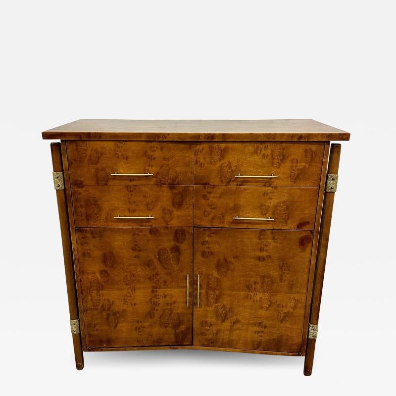 Mid-Century Modern Burlwood Hi-Boy Dresser / Wardrobe Cabinet, Brass Accent (1 of 12)