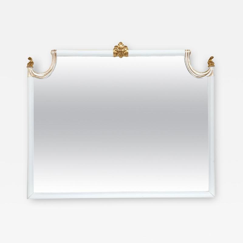 Hollywood Regency White Lacquered Giltwood Wall Console Mirror Paint Decorated (1 of 6)