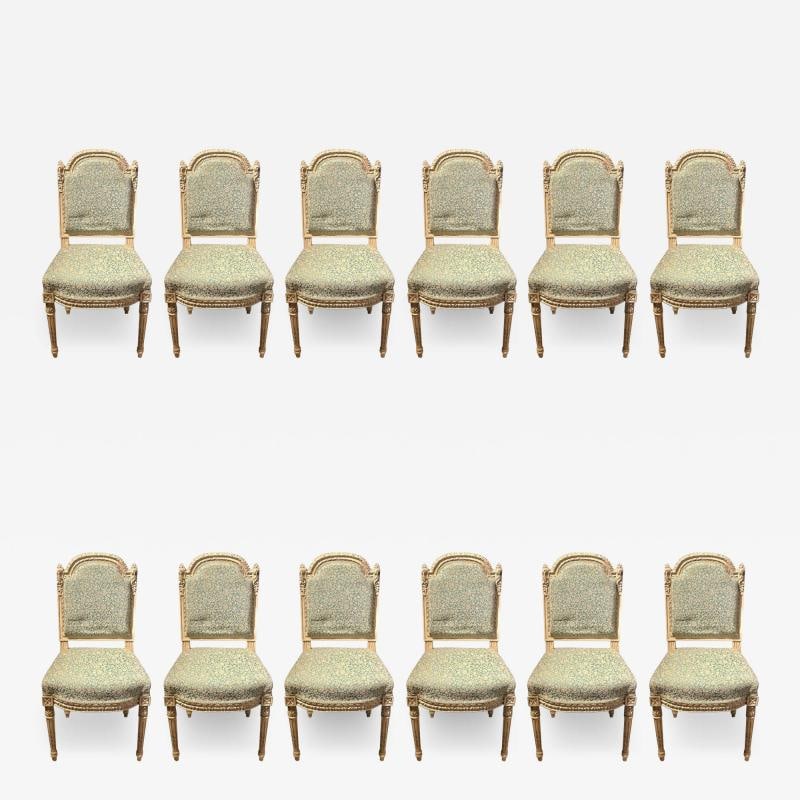 10 Paint Decorated Louis XVI Style Side / Dining Chairs, Finely Carved (1 of 12)