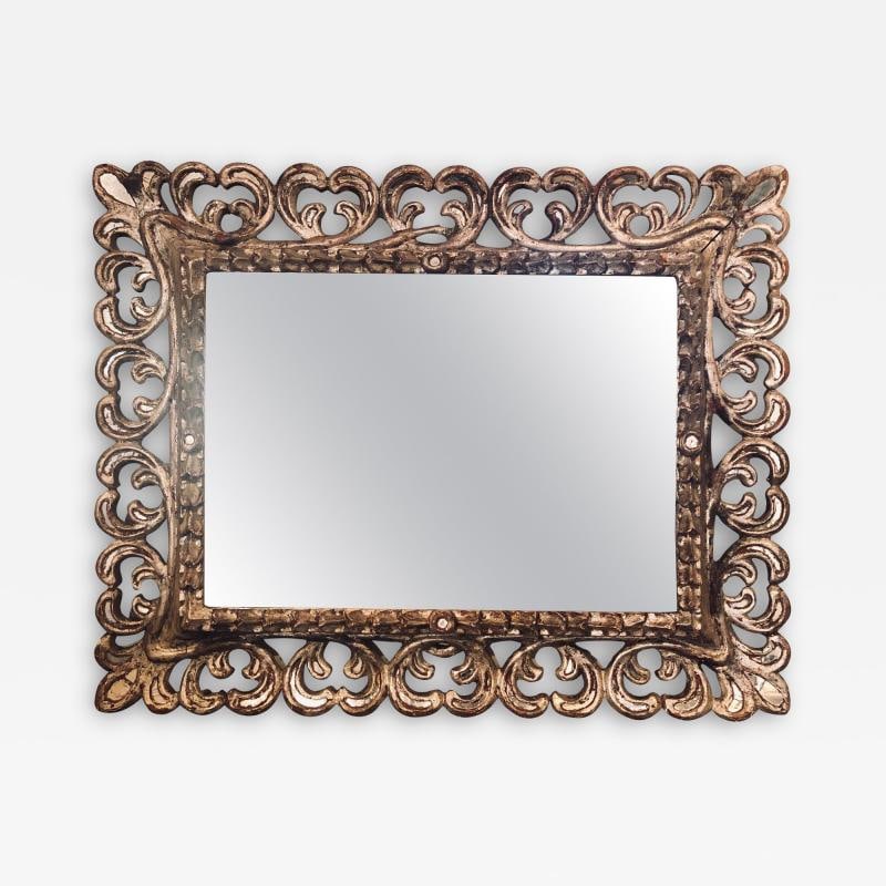 French Hollywood Regency Silver Leaf Wall / Console / Pier Mirror, Distressed (1 of 8)