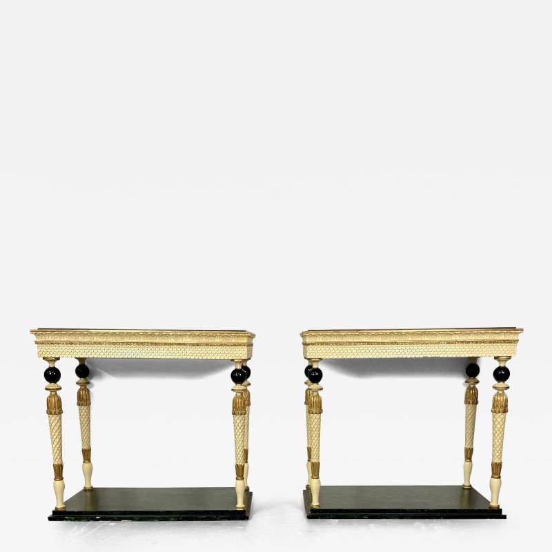 Pair of Maison Jansen Console Tables, Neoclassical, Marble Top, Paint Decorated (1 of 12)