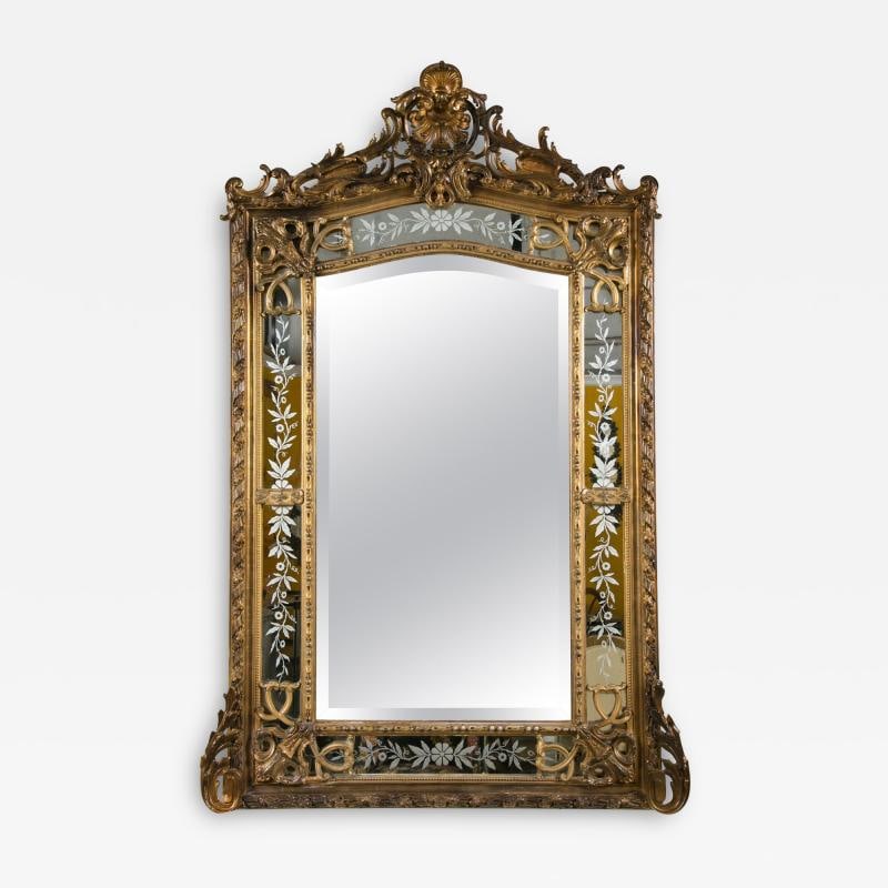 19th Century French Gilded Wood and Gesso Monumental Mirror (1 of 12)