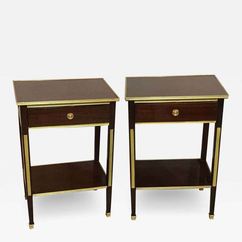 Pair of One Drawer Neoclassical Style Bronze-Mounted Mahogany End / Side Tables (1 of 8)